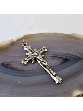 925 Sterling Silver Crucifix Cross Charm Religious Charm Pendant Roma Italy